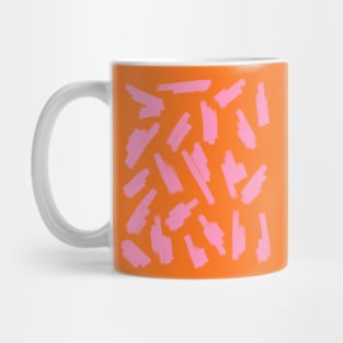 Abstract, Pink on Orange, Scribble Print Mug